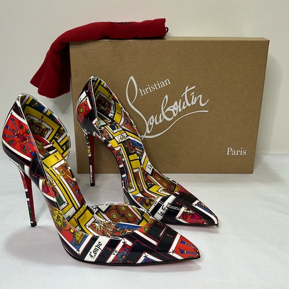 Christian Louboutin Shoes - Christian Louboutin Iriza 100 Black Tarot Patent Leather D'Orsay Heel Pump 38